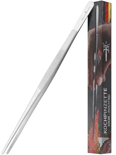 SCHWERTKRONE® Kochpinzette 30cm [EDELSTAHL ROSTFREI] - Hochwertige Küchenpinzette - Pinzette Küche Edelstahl - Qualitative Grillpinzette - Koch Pinzette - Grifffeste Grillzangen Ähnliche Pinzette