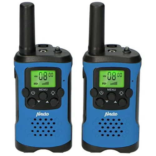 Alecto FR-115BW - Set von 2 Funkgeräten für Kinder - Walkie-Talkies mit einer Reichweite von bis zu 7 km, ideal für abenteuerliche Kinder. Mit 8 Kanälen und VOX-Funktion für einfache Kommunikation.