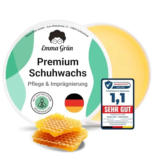 Emma Grün® Schuhwachs Farblos - Natürliche Lederpflege mit Bienenwachs - Schuhpolituren: Hochwirksames, farbloses Schuhwachs mit Bienenwachs für optimale Pflege, Schutz vor Nässe und Schmutz, hergestellt in Deutschland.