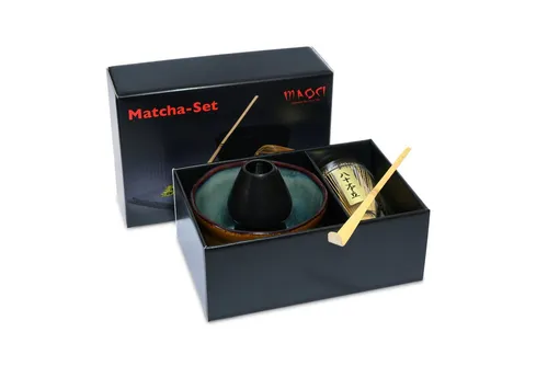 MAOCI Teeschale Matchaset Premium 4-tlg. Set - Kuscheltiere und Teegenuss vereint: Hochwertiges Set mit Matchaschale, Besen, Löffel und Halter in elegantem Apricot Melange, ideal für Teeliebhaber.