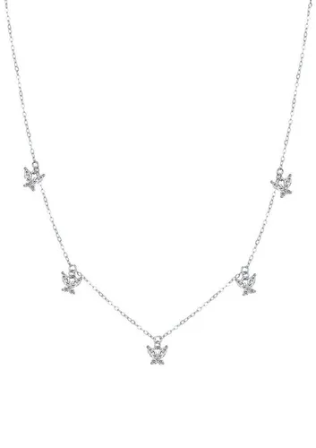 Hey Happiness Kette mit Anhänger Schmetterling Kristall, Kette Silber 925 Damen, Zirkonia Halskette 18K Roségold Gold vergoldet, Brautschmuck