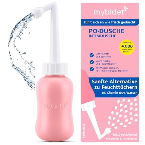 MyBidet Po Dusche Intimdusche – Nachhaltige Reinigung für unterwegs - Intimdusche für Schwangerschaft und Wochenbett, empfohlen von Ärzten. Spart Feuchttücher und Klopapier. Praktisch, BPA-frei und ohne Batterien – ideal für zu Hause und Reisen.