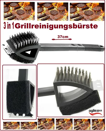 Grillbürste 3 in 1 Grillreinigungsbürste Grillzubehör Grillreinigung