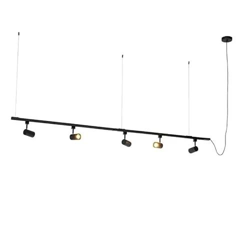 QAZQA Modernes 1-Phasen-Schienensystem Komplettset - Deckenspot mit 5-flammigen Strahlern, dimmbar für individuelle Lichtgestaltung in jedem Raum, ideal für Wohnzimmer, Esszimmer und Büro.