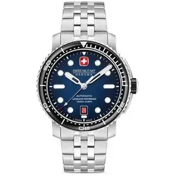 SWISS MILITARY HANOWA MAITRE PLONGEUR - Automatik Uhr mit Silikon/Metallarmband - Herrenuhren mit edlem Design, hochglanzpoliertem Edelstahl und Wasserresistenz bis 10 ATM – ideal zum Schwimmen und Schnorcheln.