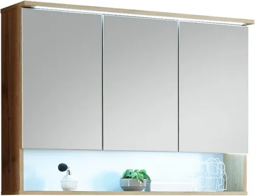 BEST Spiegelschrank Bad mit LED-Beleuchtung in Wildeiche Optik - Spiegelschränke fürs Bad mit moderner LED-Beleuchtung, viel Stauraum und individueller Optik für ein helleres Badezimmer.