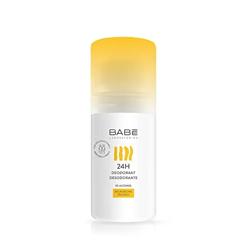 Babé-Laboratorios, 24-Stunden-Deodorant, 50 ml, 0% Alkohol, Microbiome-freundlich, weiß, verlängerte Wirkung für die ganze Familie, frische und hydratisierte Haut