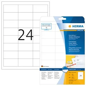 HERMA Etiketten 4227 weiß 64,6 x 33,8 mm, 25 Blatt