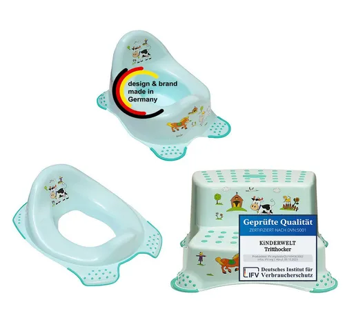 KiNDERWELT Tritthocker 3er Set Funny Farm aquamarin