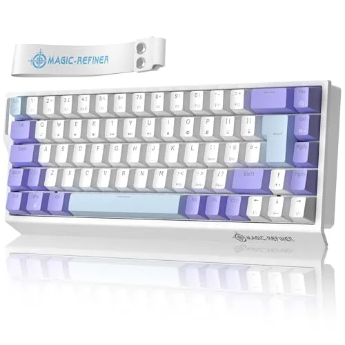 MAGIC-REFINER X68 HE 8000Hz Rapid Trigger-Tastatur, Kabelgebundene Magnettastatur,Einstellbarer Anschlag UK-Layout,128K-Abtastrate,0,125 ms Latenz,0,01mm RT-Genauigkeit,Snap Tap,RGB (Lila)