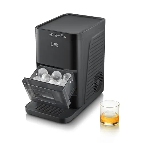 CASO IceBall Pro Eiskugelbereiter mit Kompressor – Kristallklare Eiskugeln 50–55 mm, 2 Kugeln/Stunde, 1,3 l Wassertank, Selbstreinigung, LED-Anzeige, mattschwarz