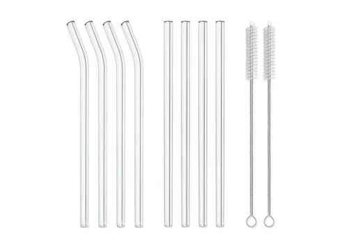 LA VAGUE Trinkhalme SMOOTHIE Wiederverwendbares Glastrinkhalm-Set, Glastrinkhalme aus hochwertigem Borosilikatglas
