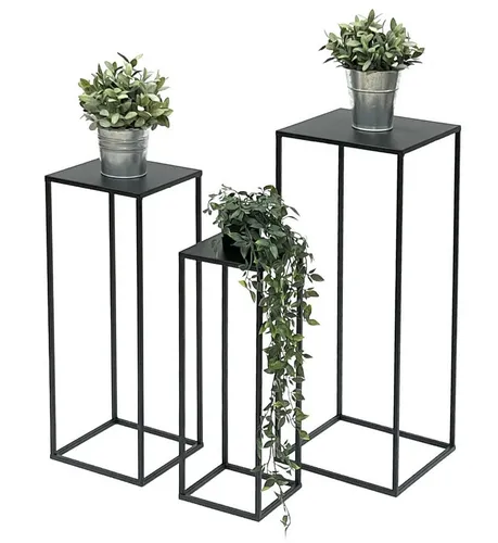 DanDiBo Blumenständer Metall Schwarz 3er Set - Stilvolles Blumenständer Set aus robustem Metall, ideal für Pflanzen und als Beistelltisch. Stabil und sofort einsatzbereit – perfekt für jeden Raum!