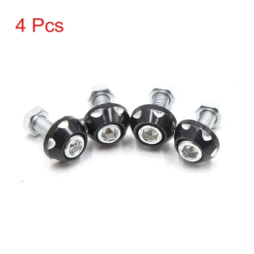 4x schwarz Aluminiumlegierung dekorative Kfz Kennzeichen Schrauben für Motorrad