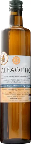 Albaöl Rapsöl & Leinöl mit Buttergeschmack 750ml - Speiseöl mit veganem Buttergeschmack, ideal für gesunde Küche und cholesterinbewusste Ernährung.