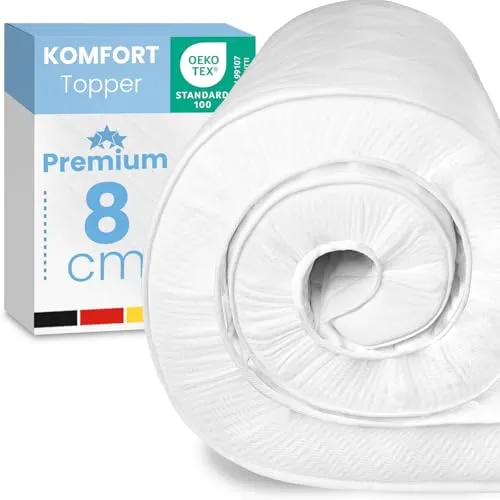 ELONEO Komfortschaum Matratzen Topper 140x200cm - Matratzenauflage mit 8 cm Höhe, atmungsaktiv und allergikerfreundlich, für ein herrlich weiches Schlafgefühl und ideales Schlafklima.
