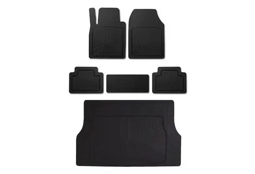 OMAC Auto-Fußmatten Kofferraumwanne Set für Toyota RAV4 – Antirutsch Gummi Schwarz (6 St) - Praktisches Set für Toyota RAV4: rutschfeste, wasserdichte Gummi-Fußmatten, einfach zu reinigen und ideal für den täglichen Einsatz im Fahrzeug.