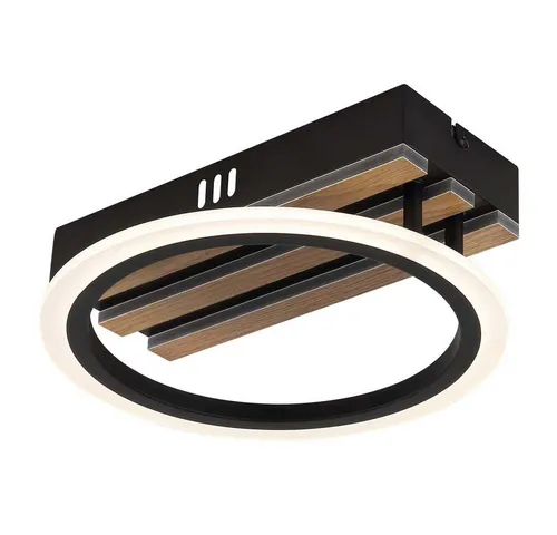 GLOBO LIGHTING LED Deckenleuchte in Holzoptik Schwarz, 25 cm - Moderne Deckenleuchte mit fest verbautem LED-Leuchtmittel und Farbwechsel-Funktion. Ideal für stimmungsvolle Beleuchtung im Wohnzimmer. Energieeffizient und langlebig.