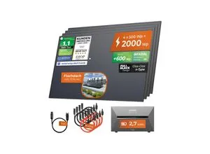 Solarway® All In One Balkonkraftwerk 2000W mit Speicher - Vollständiges Set mit 500W bifazialen Solarmodulen und 2,7 kWh Anker Solix 3 PRO Speicher. Ideal für effiziente Stromnutzung im eigenen Zuhause.