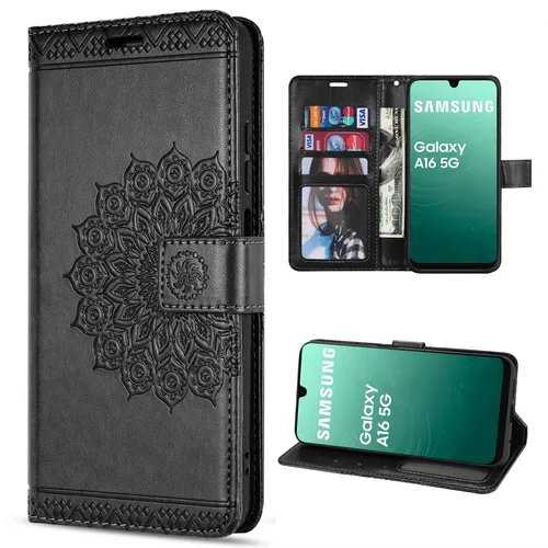Handy Tasche für Samsung Galaxy A16 Handyhülle Klapphülle Wallet Case in Schwarz