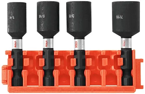 BOSCH CCSNSV17804 4-teiliges Sortiment 1-7/8 Zoll Impact Tough Nutsetters mit Clip für Custom Case System