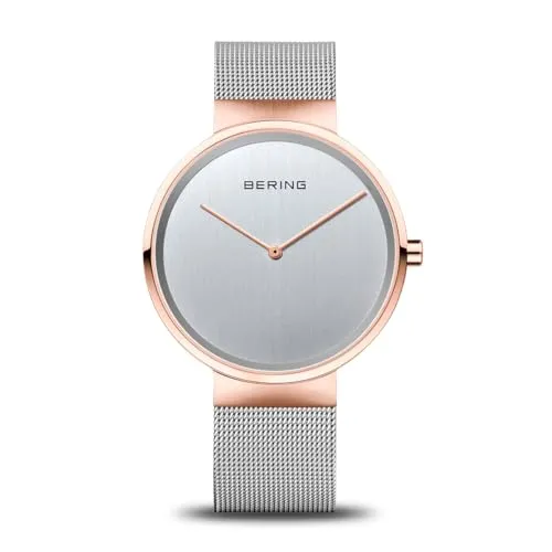 Bering 14539-060 Uni Uhr Classic 39mm - Elegante Armbanduhr für Damen mit roségoldfarbenem Edelstahlgehäuse, 5 ATM wasserdicht und nahezu unzerkratzbarem Saphirglas – ideal für jeden Anlass.
