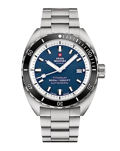 Swiss Military by Chrono Herren Uhr SMA34100.03 - Robuste Taucheruhr mit Titan-Gehäuse, 300m wasserdicht und Schweizer Automatikwerk. Ideal für Abenteuer und stilbewusste Herren.