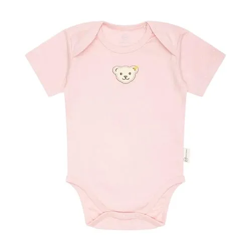 Steiff Unisex Baby Body amerikanischer Kragen Kurzarm Unterwäsche, Silver PINK, 80