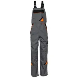 Artmas Arbeitslatzhose 48 - Stahl mit Orange & Schwarz - Arbeits- & Schutzkleidung mit 7 Taschen, komfortablem Gurtverstellsystem und verstärkten Knietaschen für optimale Sicherheit und Funktionalität.