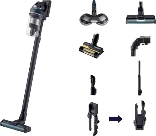 Samsung VS20C852FTB/W Jet 85 Premium - Kabelloser Staubsauger mit 210 W Leistung und bis zu 60 Minuten Akkulaufzeit, ideal für gründliche Reinigung und Allergikerschutz durch ultrafeinen Filter.