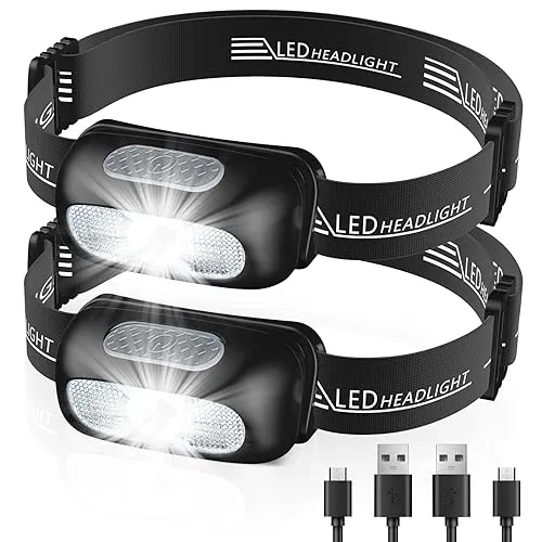 CIRYCASE Stirnlampe, Ultraleichte Kopflampe Stirnlampe LED Wiederaufladbar mit Rotlicht & 5 Lichtmodi, IPX4 Wasserdicht Einstellbare Headlamp Freihändige Taschenlampen für Joggen, Campen, Radfahren