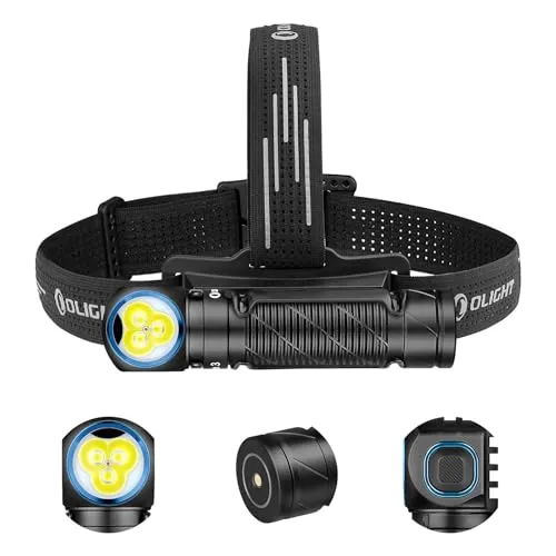 OLIGHT Perun 3 LED Stirnlampe Wiederaufladbar, Superhell 3000 Lumen Kopflampe mit 7 Lichtmodi, Sensor, Rotlicht und Stirnband, IP68 Wasserdichte Mini Headlampe für Campen, Angeln, Jagd Schwarz