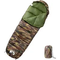 vidaXL Mumienschlafsack für Erwachsene – 3 Jahreszeiten - Schlafsäcke für Camping, ideal für Frühling, Sommer und Herbst. Langlebig und wasserfest, mit ergonomischer Mumienform für optimalen Wärme- und Komfortschutz.