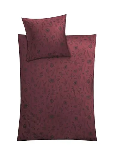 Kleine Wolke Bettwäsche Satin Lisse Rot, 135x200 - Bettwäsche Satin in Rot, aus 100% Baumwolle, mit elegantem floralen Design und praktischem Reißverschluss für einfaches Beziehen.