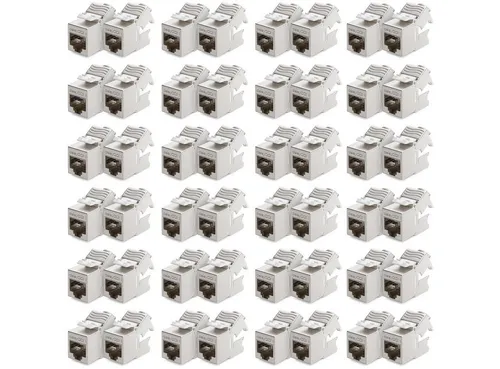 deleyCON 48x CAT6a MINI Keystone Jack Modul RJ45 - Netzwerkadapter für schnelle Verbindungen, ideal zur Erweiterung von Netzwerkdosen und Patchpanelen. Kompakt und geschirmt, perfekt für CAT6a und kompatibel mit anderen CAT Varianten.