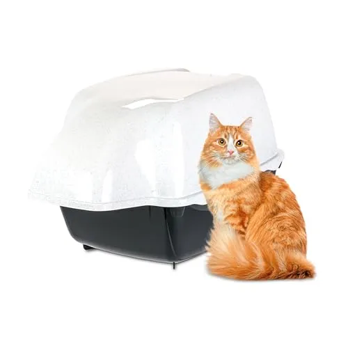 Ferplast Katzentoilette mit Deckel, für Outdoor, Katzenklo gloße Katzen, mit zwei Aktivkohlefiltern gegen schlechte Gerüche, Schwingtür und Griff, 50 x 66 x h 47 cm.