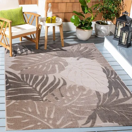 Novel Outdoorteppich Floral, Rechteckig 160x230 cm - Eleganter Outdoorteppich in Beige und Braun, ca. 160 x 230 cm, pflegeleicht und strapazierfähig. Ideal für drinnen und draußen, sorgt für eine stilvolle Atmosphäre mit Blätter-Motiv.