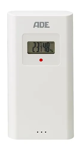 Produktbild ADE Außensensor WS1002 für Wetterstation Ersatz | 3 Kanäle | mit Display | kompatibel mit ADE WS2301, WS2302, WS2105, WS2211 | weiß