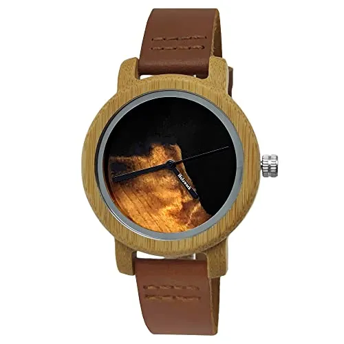 Holzwerk Quarzuhr GARBSEN - Damen Leder & Epoxidharz Uhr - Elegante Armbanduhr für Damen mit einzigartigem Epoxidharz Zifferblatt und edlem Ahornholz-Gehäuse. Perfekt für modebewusste Frauen, die Stil und Qualität schätzen.