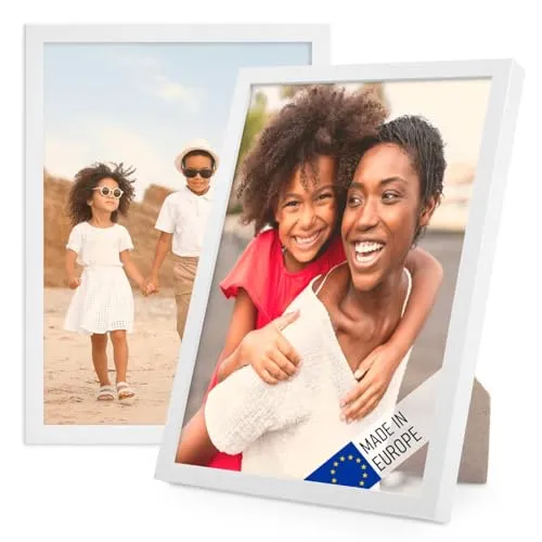 PHOTOLINI Bilderrahmen 2er Set aus Massivholz – Modern und Zeitlos - Robuste Holzrahmen mit bruchsicherer Acrylglasscheibe. Ideal für die stilvolle Präsentation von Bildern in jedem Raum. Perfekt für Ihre persönliche Bilderwand mit individuellem Charakter!