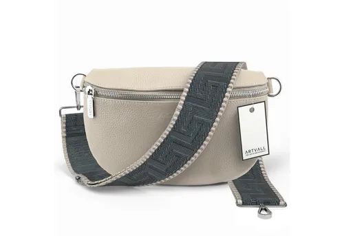 ARTVALL Umhängetasche Echtleder Handtasche Brusttasche Crossbody Beige (Tasche inkl. Taschenband), Bauchtasche Leder verstellbar mit Schultergurt Design breit hochwertig
