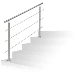 Relaxdays Treppengeländer Edelstahl Set, 1,5 m lang - Stange: Komplett Set für Innen und Außen mit elegantem Edelstahl-Look, ideal für langlebigen Einsatz und flexible Montage als Brüstungsgeländer.