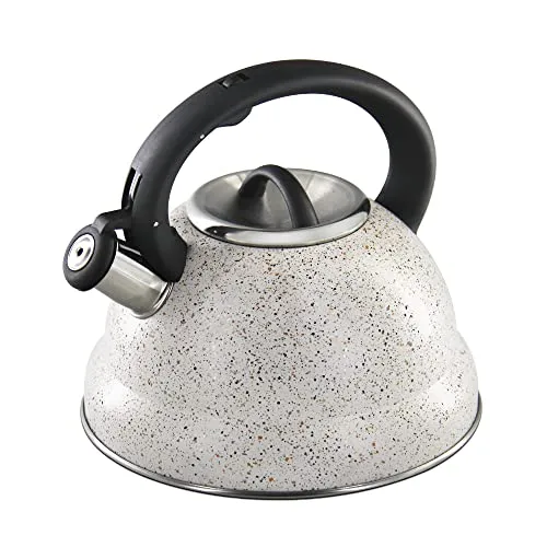 ROSSETTO Wasserkessel Teekessel 3 Liter aus hochwertigem Edelstahl Rostfrei Induktion Wasserkocher Teekocher mit Pfeifton, alle Herdarten geeignet, Klassischer Flötenkessel