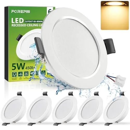 Forepin LED Einbaustrahler 230V 5W, Ultra Flach Warmweiß 3000K, 6er Set