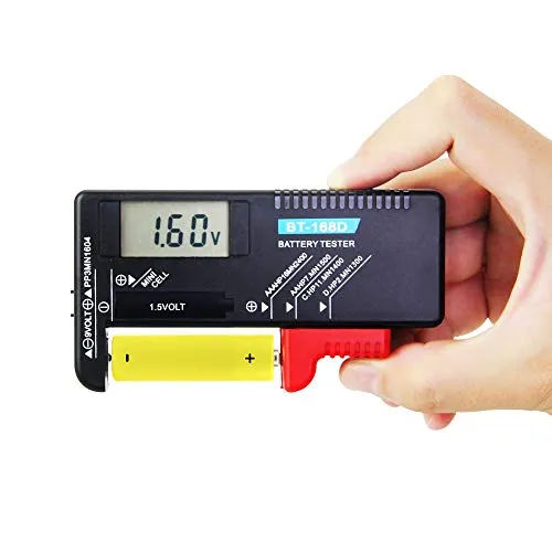 Favengo Batterietester Digitaler Akku Tester BT-168D Batterie Testgeräte mit LCD Anzeige Universal Batterieprüfer für AA,AAA,C,D,1.5V,9V Batterien und Knopfzellenbatterien