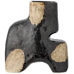 Bloomingville Ollia Vase, Schwarz, Steingut - Handgemachtes Unikat - Vasen – Hochwertige Steingutvase mit individueller Glasur in Schwarz und Sand, ideal für Trockenblumen oder als stilvolles Deko-Element im skandinavischen Design.