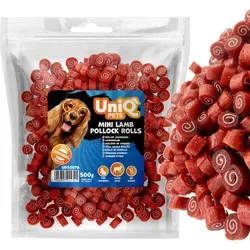 UNIQ Pets Hundeleckerli Snack Lamm – Weizenfrei & Hypoallergen - Hundefutter: Weiche 500g Trainingssnacks aus 60% Lamm & 30% Kabeljau, ideal für große und kleine Hunde – glutenfrei und ohne Zuckerzusatz, perfekt für Allergiker.