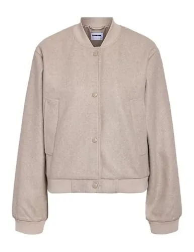 Noisy may Übergangsjacke in Beige - L - Funktionsjacken mit Stehkragen und Druckknopfverschluss, ideal für Übergangszeiten und vielseitig kombinierbar.