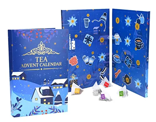 Spetebo Tee Buch Adventskalender 2025 groß - 35 x 24 cm - Verschiedene Teesorten für die Weihnachtszeit - Advent Weihnachten Deko Kalender Probier Set