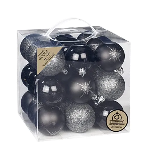 Inge-glas Weihnachtskugeln Kunststoff 6cm 27er Set - Schwarz Mix